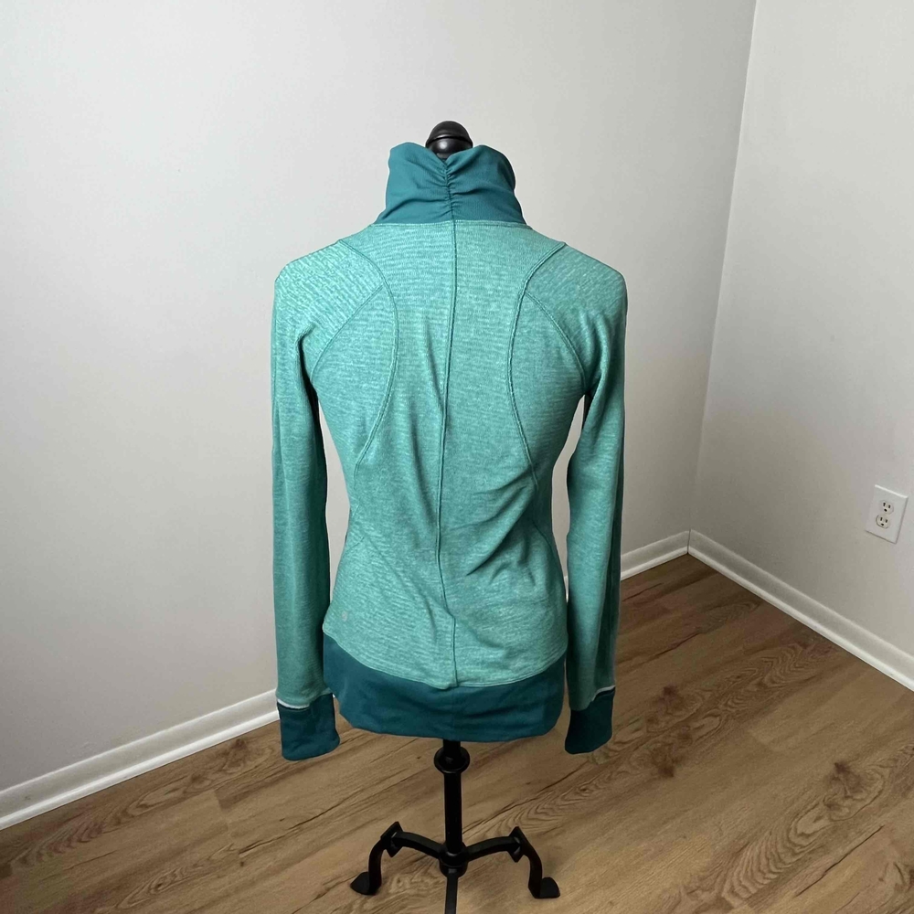 Lululemon Wee Stripe Forage Teal Dark Fuel Kanto Catch Me 1/2 Zip Size 8. Rare!! - Picture 6 of 8